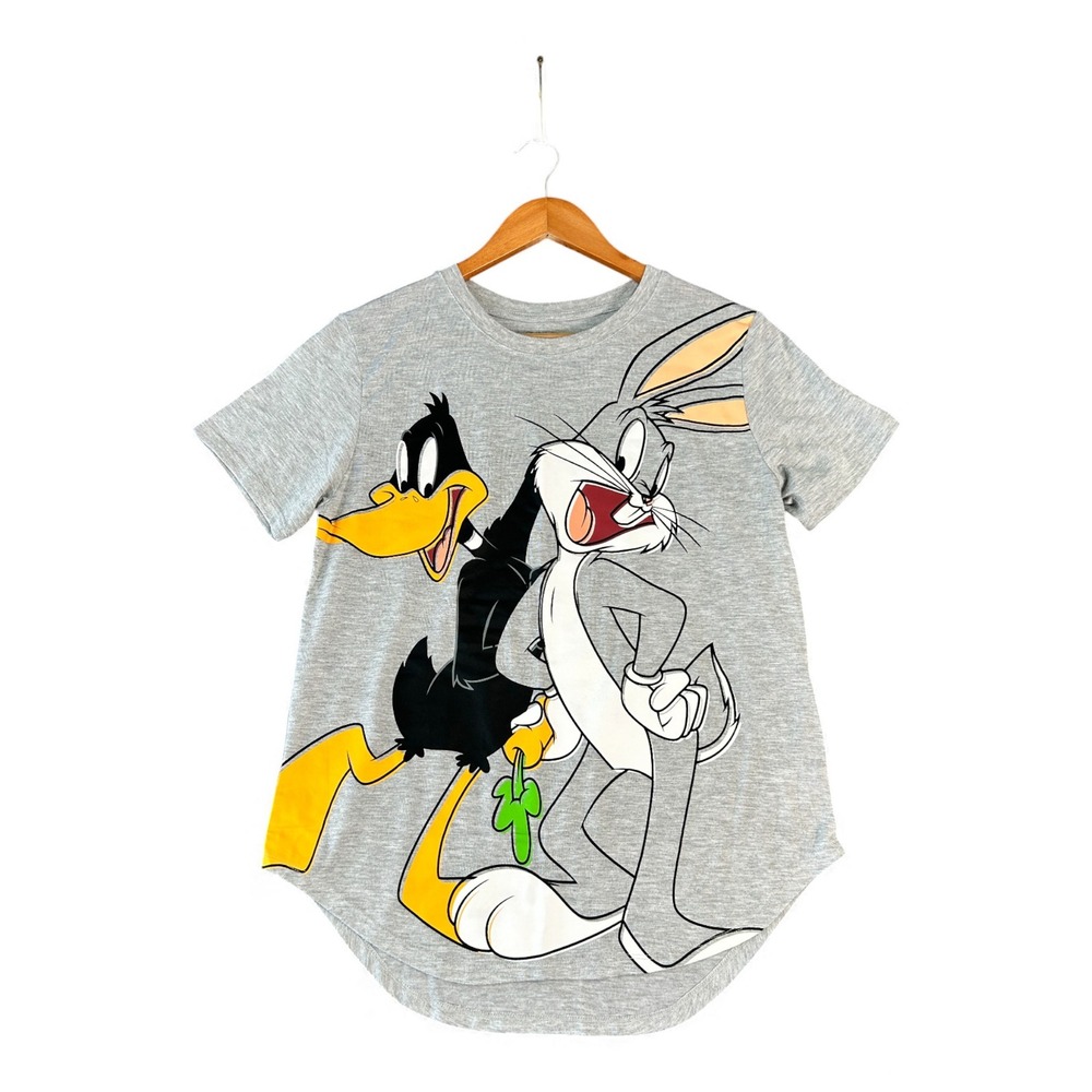 Looney Tunes Bugs Bunny Daffy Duck Graphic T Shirt Gray Kids‎ L 11 13